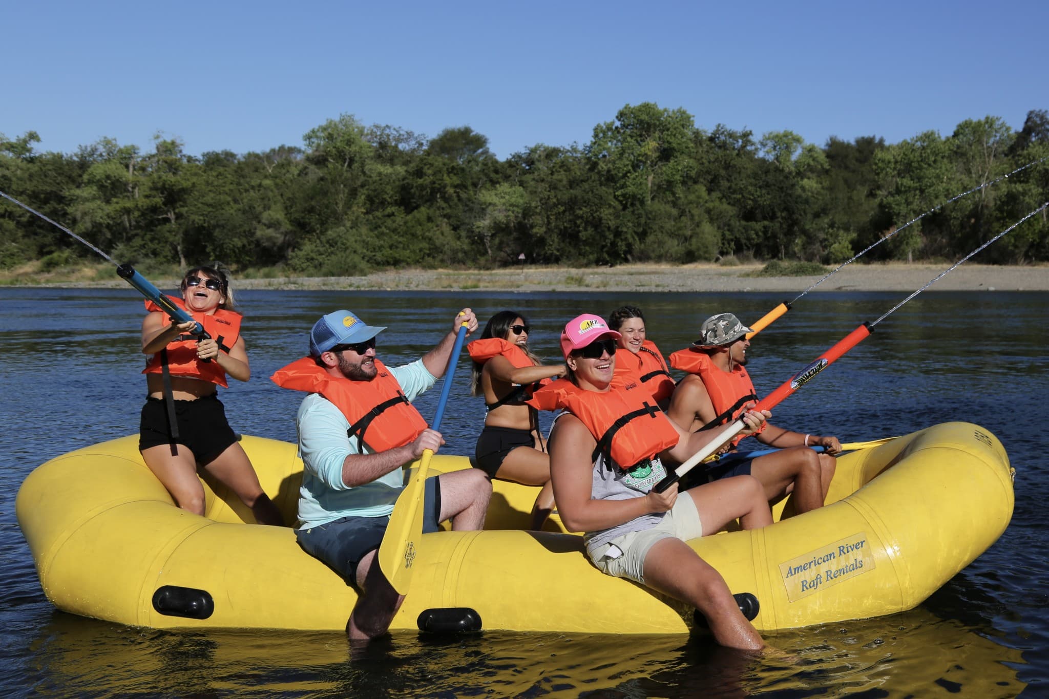 Group rafting on the American River